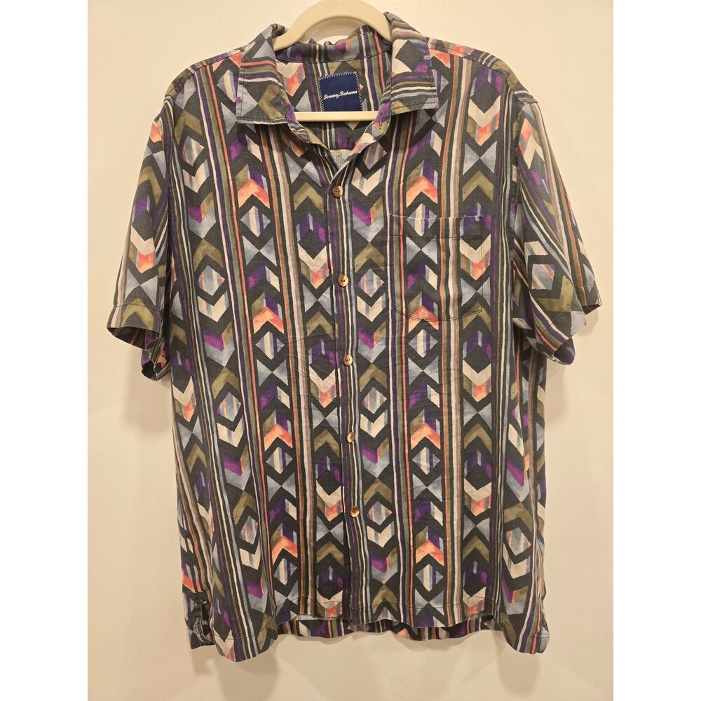 Tommy Bahama Original Fit Aloha Arrow Island Zone Camp Shirt Size Large